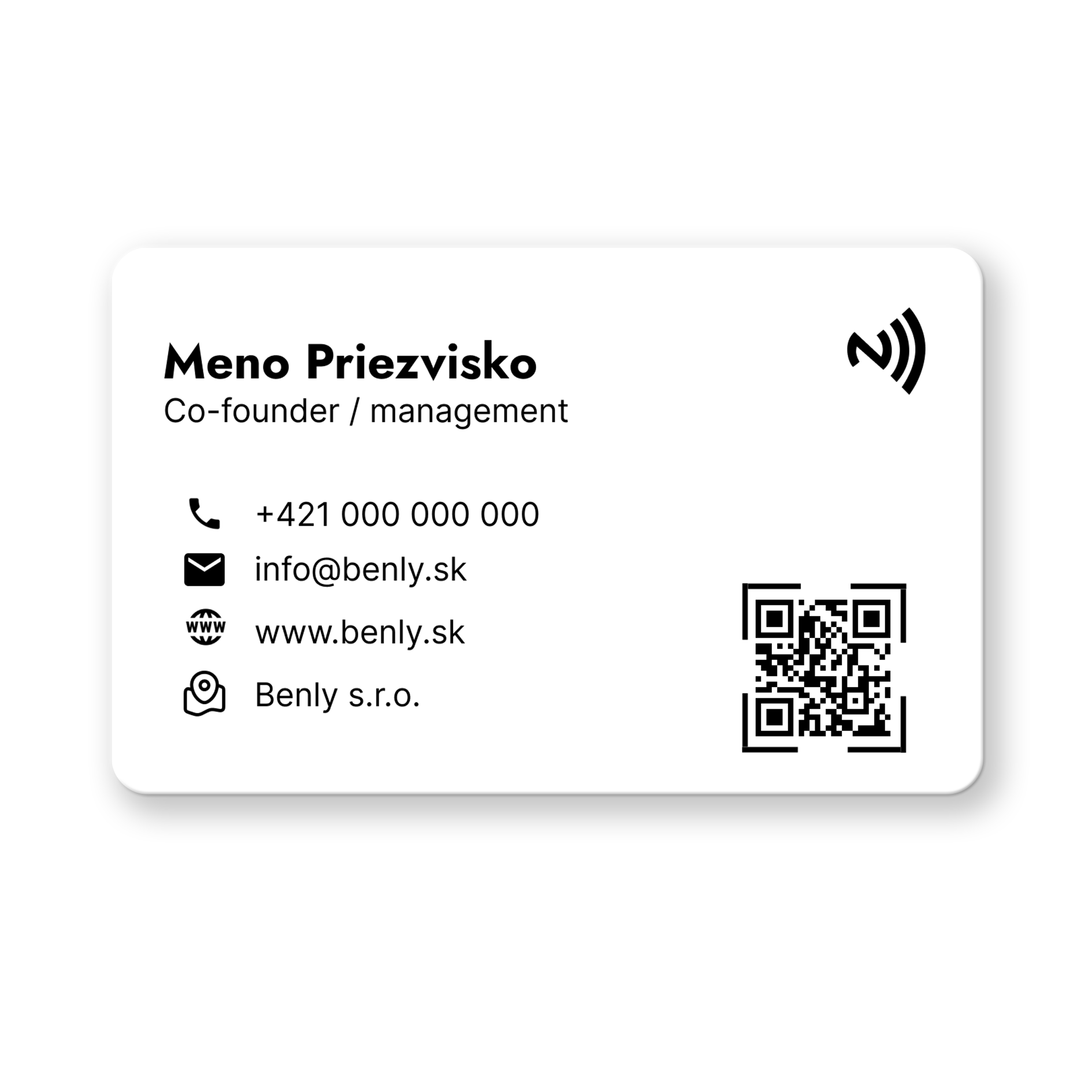 Plastová karta Benly detail
